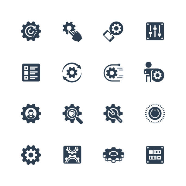 Settings or options related vector icon set vector art illustration