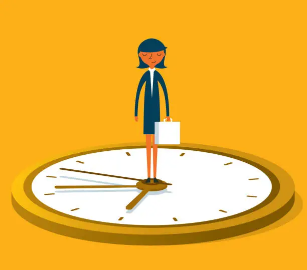 Vector illustration of Leader on Time - Businesswoman