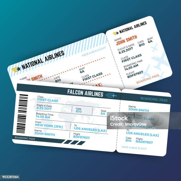 Vector Travelling Concept With Airline Boarding Pass Tickets Stock Illustration - Download Image Now