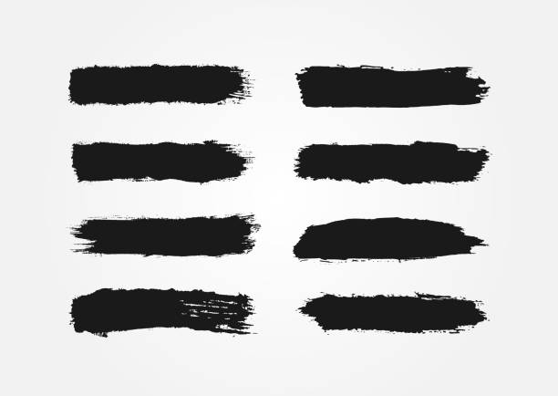 Set of ink strokes. Eight isolated black smears. Grunge. vector art illustration