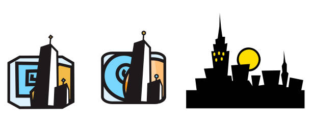 Stadt-Scape-Icons und Illustrationen – Vektorgrafik