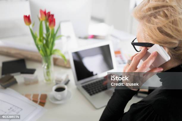 Senior Businesswoman Working On Laptop In The Office Stock Photo - Download Image Now