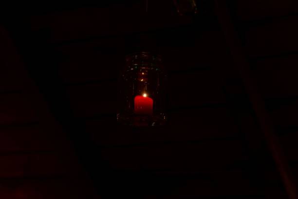 istock Red candle in a glass 903293562