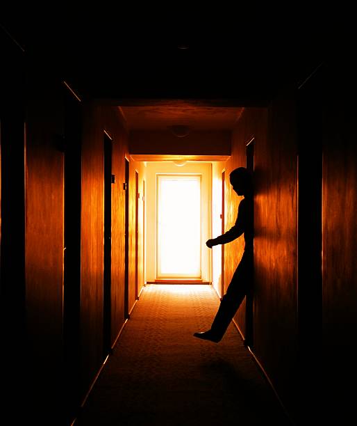 istock Walk in light - silhouette on a hotel floor 90329738