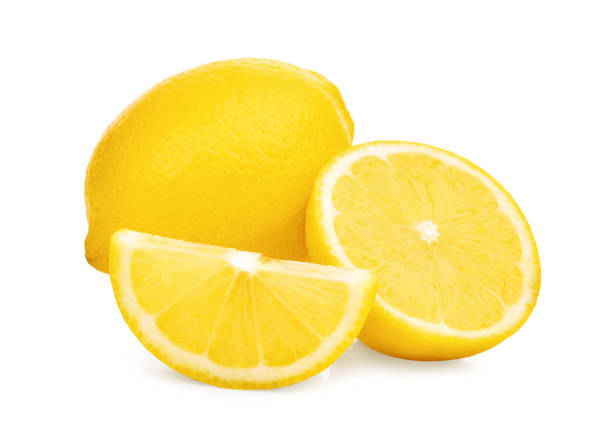 whole and half with slice lemon fruit isolated on white background - 2547 imagens e fotografias de stock