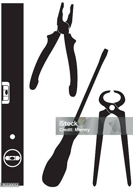 Tools Water Levels Nippers Screwdriver Stock Illustration - Download Image Now - Black Color, Color Image, Concepts