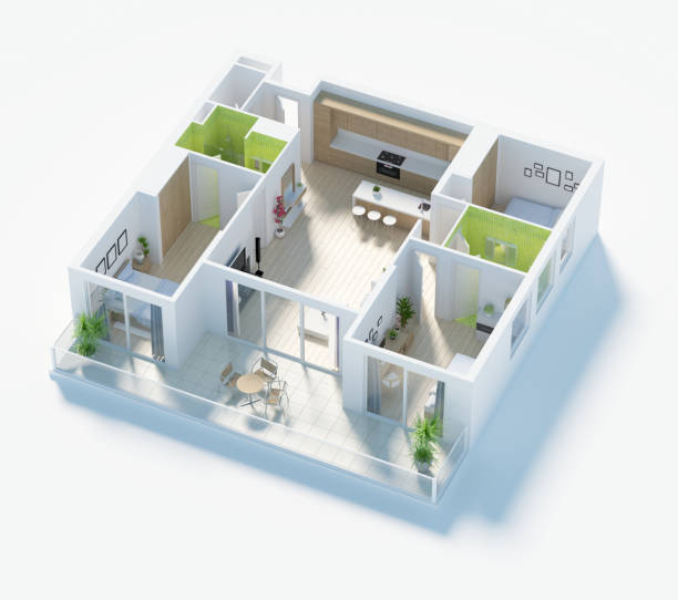 istock Floor plan of a house top view 3D render 903302566