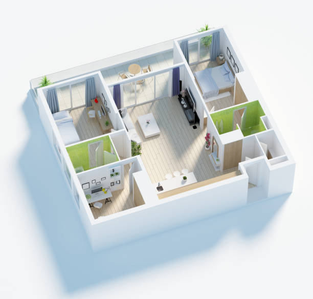 istock Floor plan of a house top view 3D render 903302570