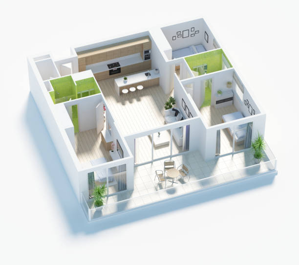 istock Floor plan of a house top view 3D render 903302608