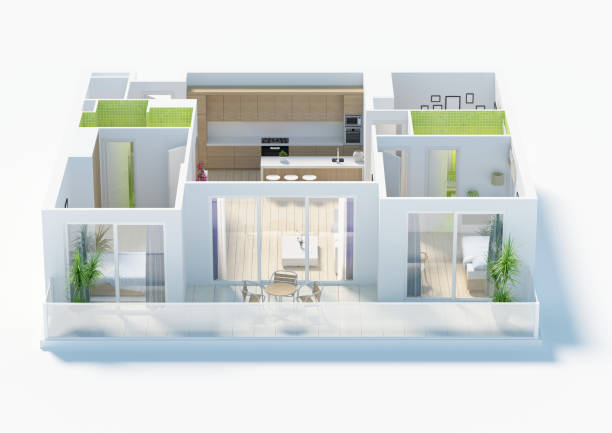 istock Floor plan of a house top view 3D render 903302622