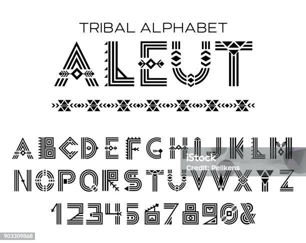 Tribal Aleut Alphabet Stock Illustration - Download Image Now - Typescript, Alphabet, Indigenous Culture