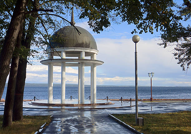 Rotunda at quay of Petrozavodsk stock photo