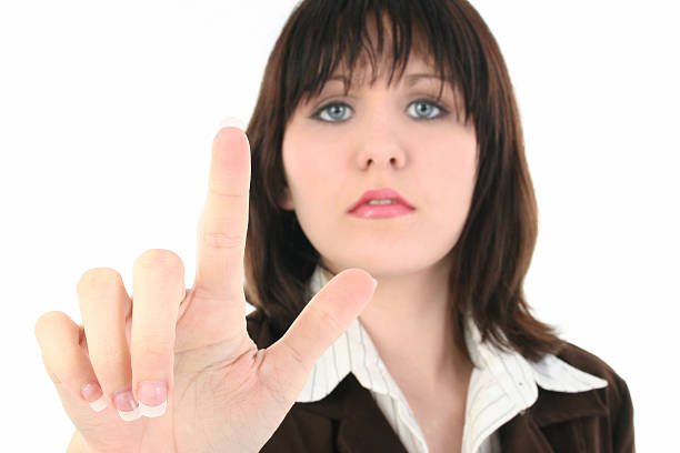 istock Young Business Woman with Holding Finger Up 90332249