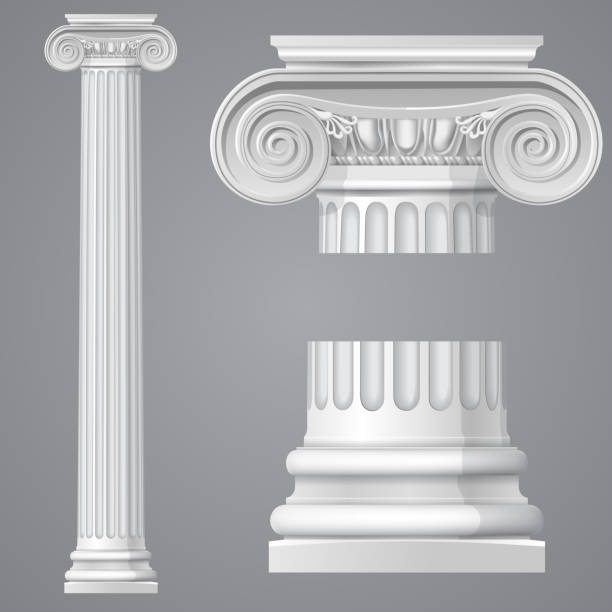 realistyczna antyczna kolumna jonowa odizolowana - stability architecture roman decoration stock illustrations