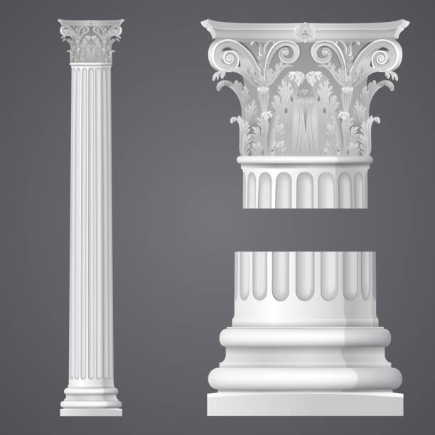 ilustrações de stock, clip art, desenhos animados e ícones de realistic corinthian column - entablature