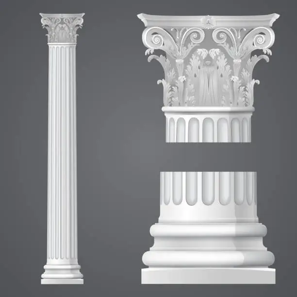 Vector illustration of Realistic Corinthian column