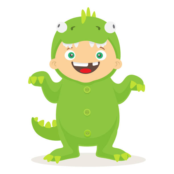istock Halloween suit for kid. Vector cartoon little boy wearing dragon funny suit. 903326560