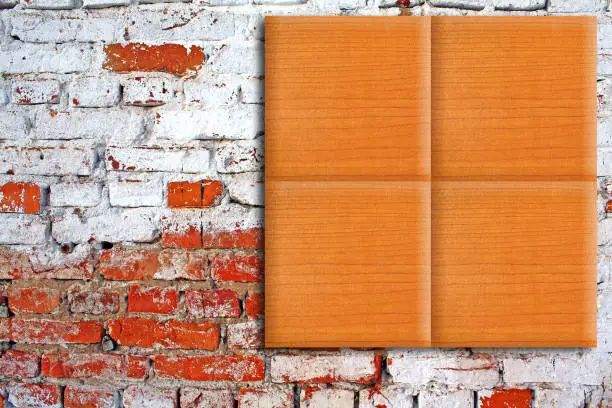 wooden tiles on brick wall