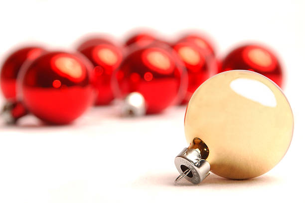 Gold & Red Christmas Balls stock photo