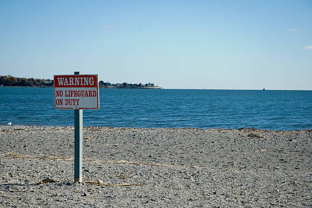 istock Warning, No Lifeguard On Duty Sign at the Beach 90332849