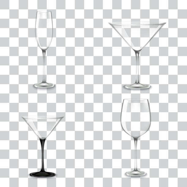 알코올에 대 한 칵테일 안경의 집합 - cocktail glass empty nobody stock illustrations