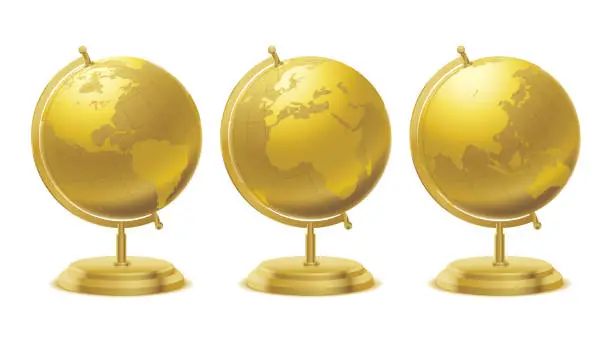 Vector illustration of golden navigation globe