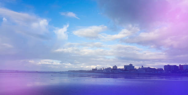 The skyline and Atlantic Ocean in casablanca City. Along the shores of moroccan City The skyline and Atlantic Ocean in casablanca City. Along the shores of moroccan City casablanca stock pictures, royalty-free photos & images