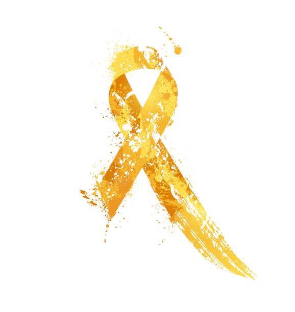 ilustrações, clipart, desenhos animados e ícones de fita da conscientização do câncer de infância. - setembro amarelo