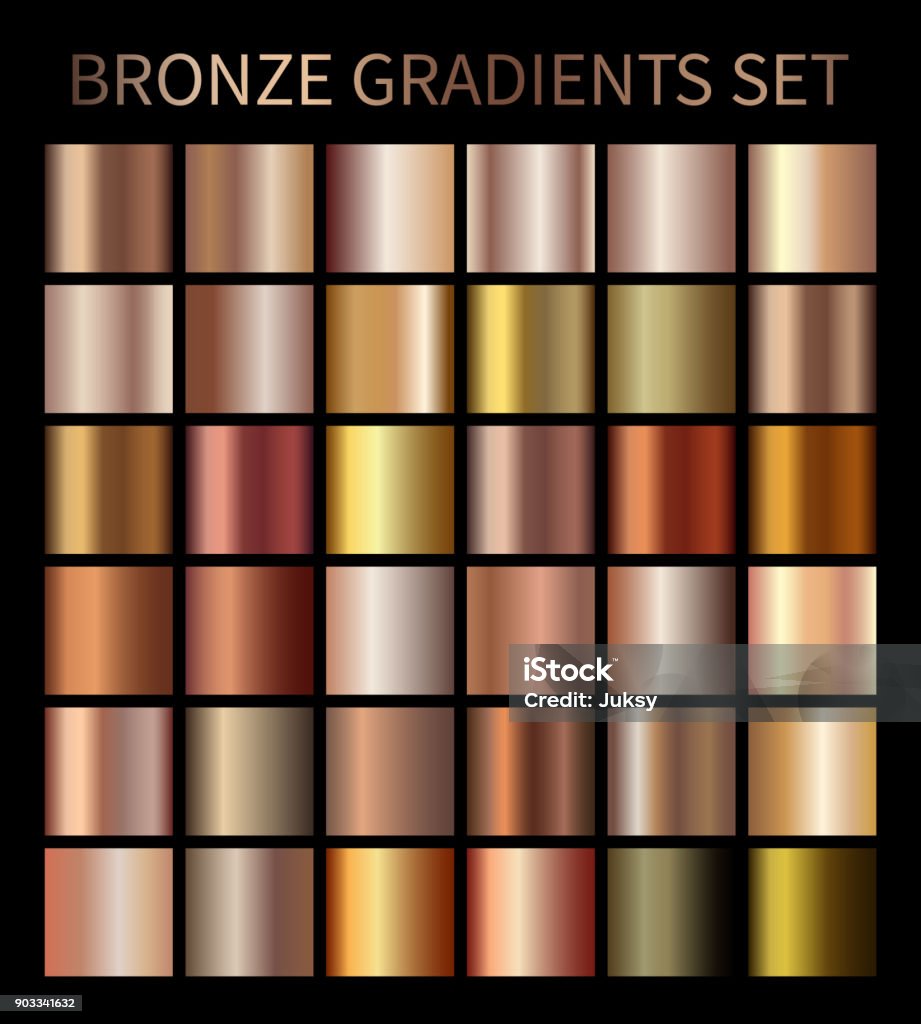 Bronze gold gradients Bronze gold gradients. Collection of beige gradient illustrations for backgrounds, cover, frame, ribbon, banner, coin, label, flyer card poster etc Vector template EPS10 Copper stock vector