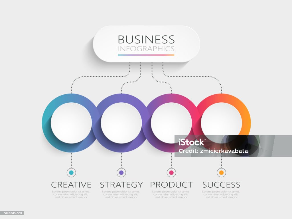 Modern 3D infographic template with 4 steps for success Modern 3D infographic template with 4 steps for success. Business circle template with options for brochure, diagram, workflow, timeline, web design. Vector EPS 10 Number 4 stock vector