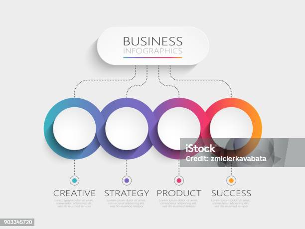 Modern 3d Infographic Template With 4 Steps For Success Stock Illustration - Download Image Now