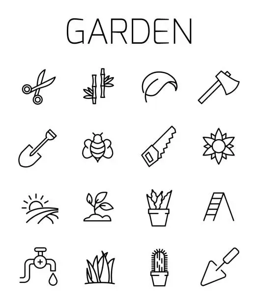 Vector illustration of Garden related vector icon set.