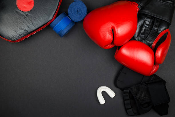 istock Sport equipment on black 903350036
