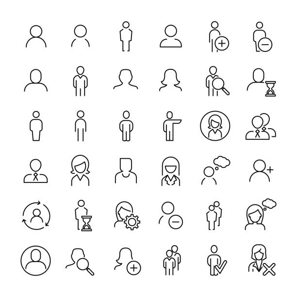 Modern outline style person icons collection. Modern outline style person icons collection. Premium quality symbols and sign web logo collection. Pack modern infographic logo and pictogram. Simple people pictograms on a white background. male animal stock illustrations