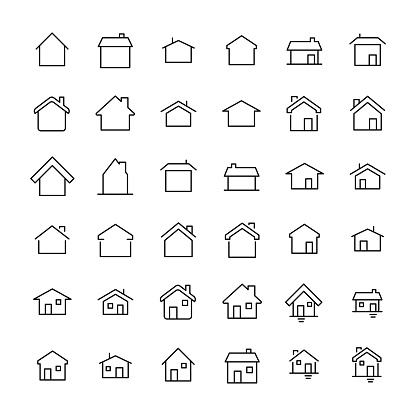 Modern outline style home icons collection. Premium quality symbols and sign web logo collection. Pack modern infographic logo and pictogram. Simple house pictograms on a white background.