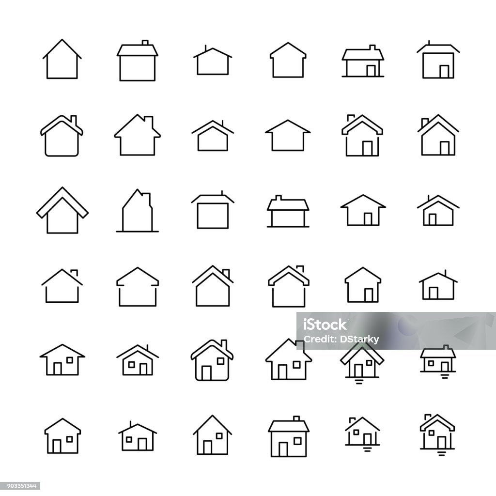 Modern outline style home icons collection. Modern outline style home icons collection. Premium quality symbols and sign web logo collection. Pack modern infographic logo and pictogram. Simple house pictograms on a white background. House stock vector