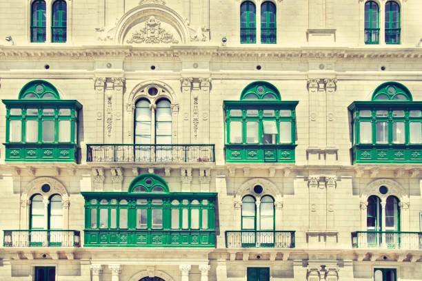 Building with traditional Maltese balconies, Valletta