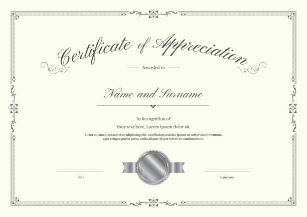 Luxury certificate template with elegant border frame, Diploma design for graduation or completion Luxury certificate template with elegant border frame, Diploma design for graduation or completion certificates and diplomas stock illustrations