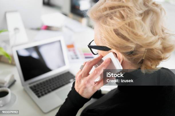 Senior Businesswoman Working On Laptop In The Office Stock Photo - Download Image Now