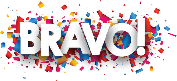 Bravo banner. Bravo banner with color confetti. Vector illustration. pink promise stock illustrations