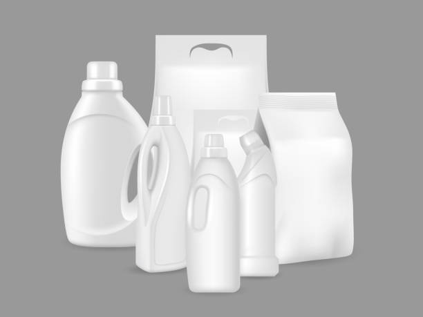 istock Bottles of detergents for washing. Blank plastic bottle for laundry detergent. Vector bottle for your design. Realistic vector image 903382992