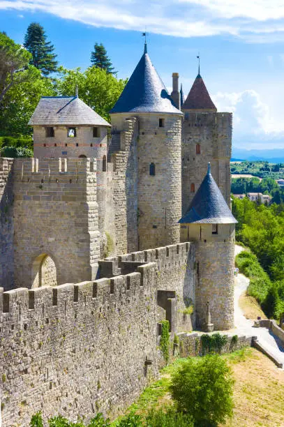 Beautiful view of old town of Carcassone in France