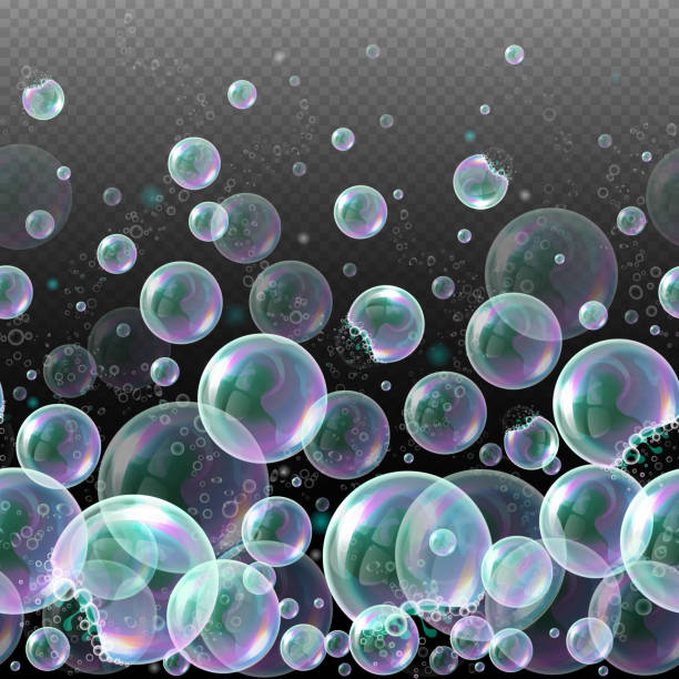illustrations, cliparts, dessins animés et icônes de vecteur 3d bulles transparentes de savon. sphères, boules réalistes, ballons savonneuse, eau savonneuse de l’eau. - water drop bubble bubble wand