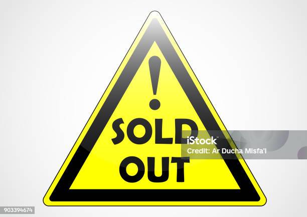 Sold Out Yellow Sign Concept Stock Illustration - Download Image Now - Advertisement, Banner - Sign, Discount Store