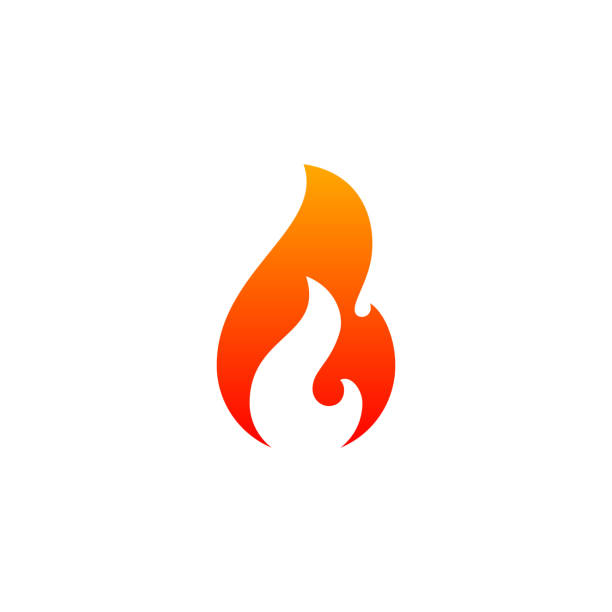ilustrações, clipart, desenhos animados e ícones de modelo de vetor ícone chama fogo. quente a chama de fogo laranja vermelho para alimentos quentes ou picantes precaução, para o conceito de petróleo, gás e energia. concepção de símbolo plana de vetor - fire backgrounds oil industry bonfire