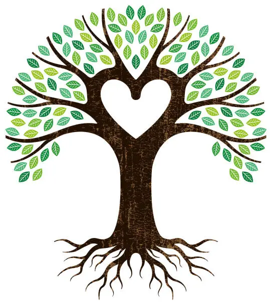 Vector illustration of Peeling paint heart tree vector