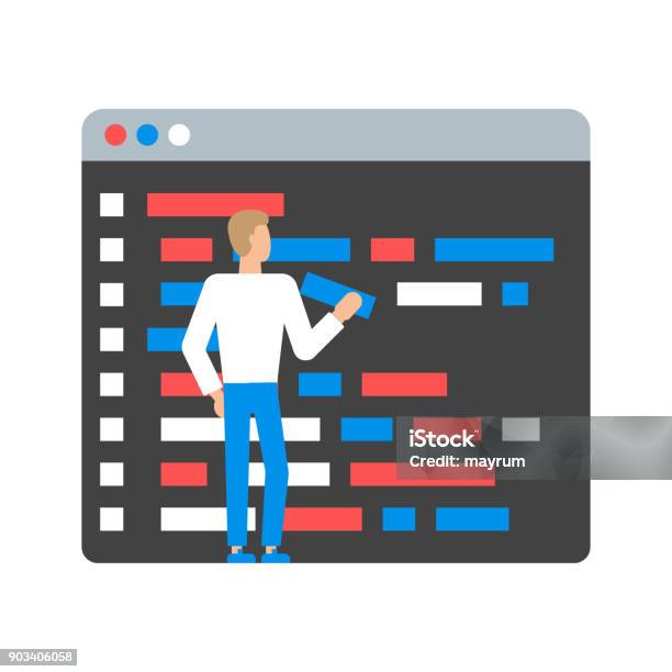 Programmesr Stil Code Graphics Still Code Vector Illustration Of Programmer Writing A Code Stock Illustration ...