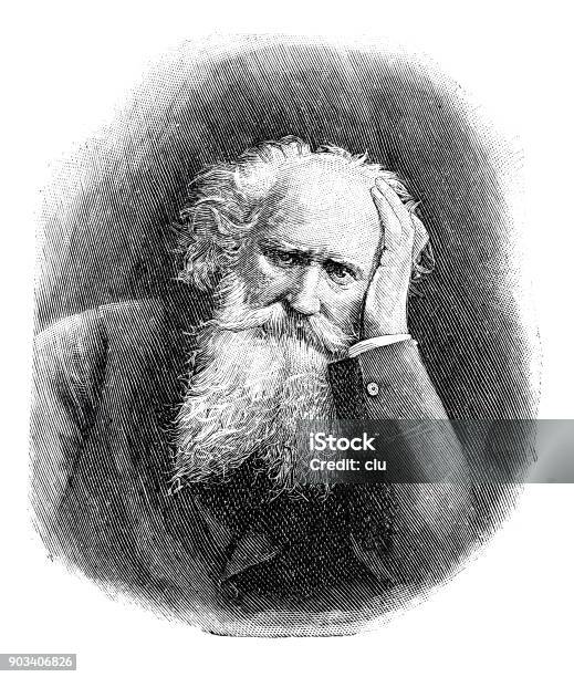 Portrait Of Heinrich Gätke Ornithologe And Painter Stock Illustration - Download Image Now