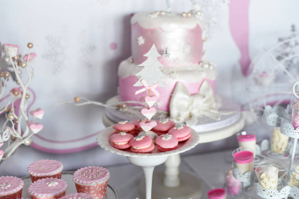 istock Sweet table and big cake for first birthday 903413250