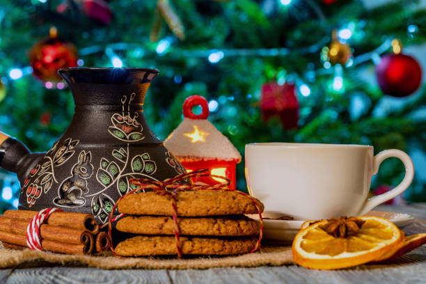 istock Cozy winter setting with cup of coffee and cezva 903413592